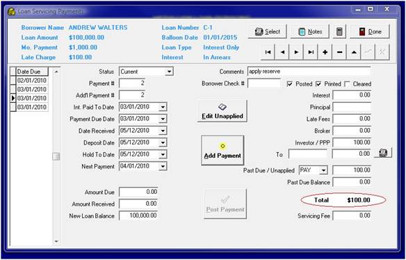 Processing Loan Reserves